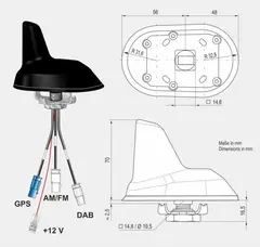 ANTENNENSYSTEME DAB/FM/GPS-ant. - Fakra Aktiv sharkantenne for takmontering