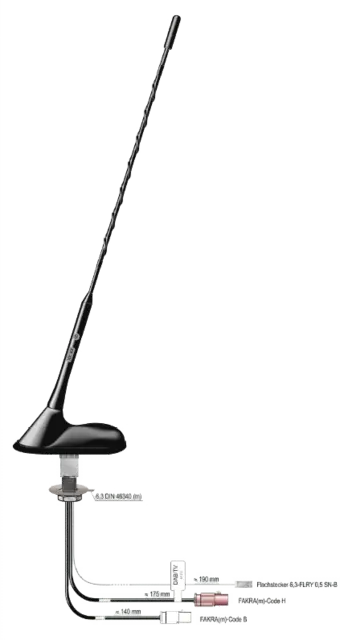 ANTENNENSYSTEME FM/DAB/DVB-T - Fakra Kombiantenne for montering på tak 