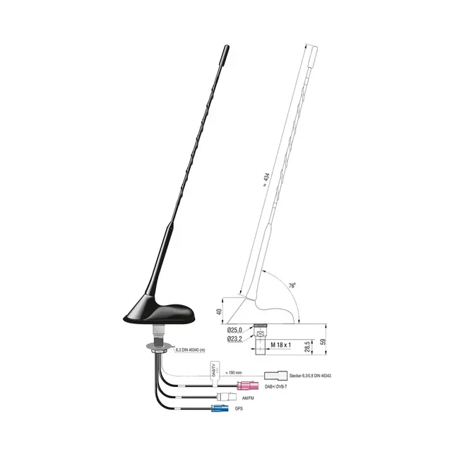 ANTENNENSYSTEME FM/DAB/GPS/DVB-T - Fakra Kombiantenne for montering på tak 