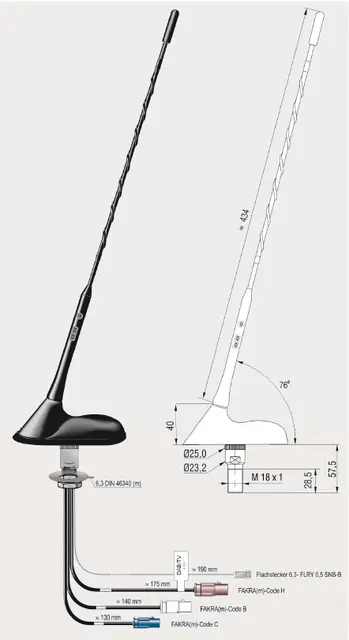 ANTENNENSYSTEME FM/DAB/GPS/DVB-T - Fakra Kombiantenne for montering på tak 