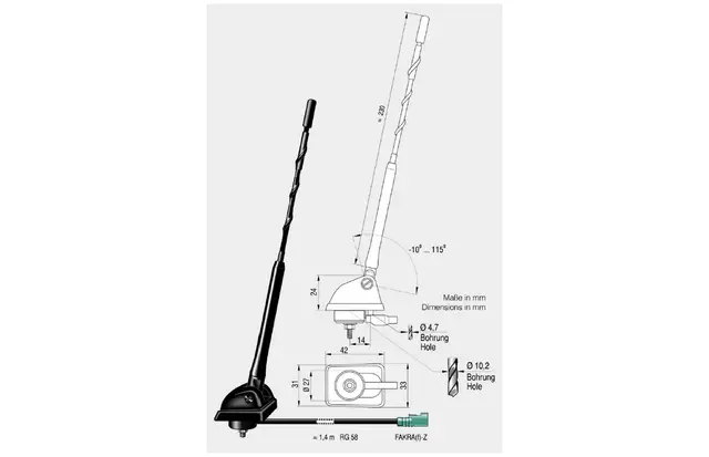 ANTENNENSYSTEME DAB-antenne - SMB Passiv antenne for montering på tak 