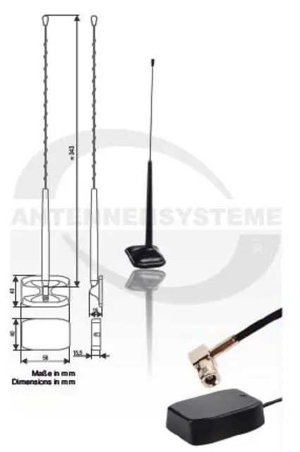 ANTENNENSYSTEME DAB-antenne - SMB Aktiv vindusantenne med utvendig pisk 
