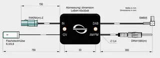ANTENNENSYSTEME FM/DAB splitter - SMB DIN (Hann) -> FAKRA (Hann)