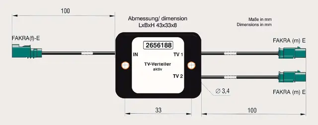 ANTENNENSYSTEME DVB-T splitter - FAKRA FAKRA (Hunn) -> 2 x FAKRA (Hann) 