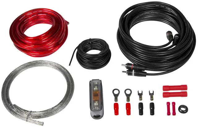 ESX strømkit, 10 mm² Kabelkit med RCA og Mini-ANL sikringsh. 