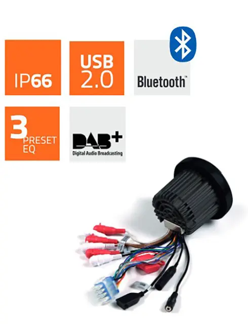 Hertz HMR10D Marine DAB+ radio m/bt 100% vanntett front IP66 4x50W 