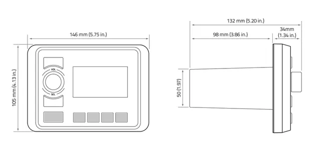 Hertz HMR20 Marine DAB+ radio m/bt 100% vanntett front IP66 4x50W 3" skjerm 