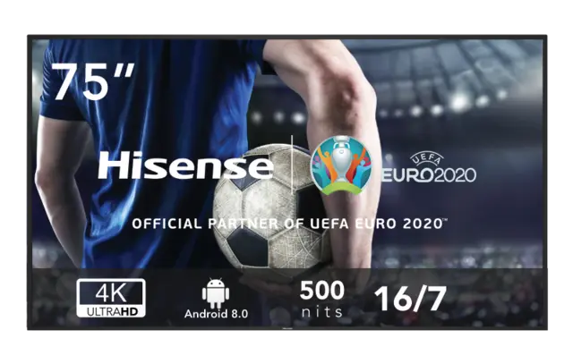 Hisense 75" 16/7 UHD 4K 500 nits Android 8.0 D-LED 