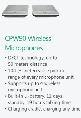 Yealink CPW90-DD10 trådløs bordmikrofon Pakke med 2 trådløse mikrofoner og lader 