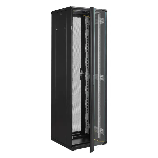 LinkIT Nettverksskap 42U svart B600xD600xH1983 , glass - perforert 