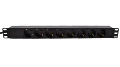 LinkIT 19" Strømskinne 8xCEE 7/4 2m CEE 7/7,  u/bryter, 2,0 meter, 16A 3600W