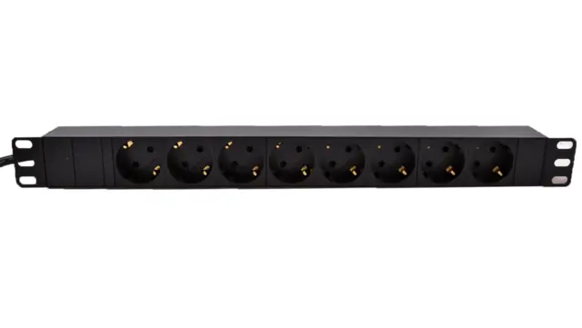 LinkIT 19" Strømskinne 8xCEE 7/4 2m CEE 7/7,  u/bryter, 2,0 meter, 16A 3600W 