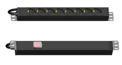 LinkIT 19" Strømskinne 8xCEE 7/4 2m Med bryter i front, uttak bak, 16A 3600W