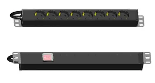 LinkIT 19" Strømskinne 8xCEE 7/4 2m Med bryter i front, uttak bak, 16A 3600W