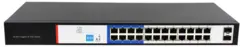 LinkIT PoE+ Switch 24-Port 24xRJ45,2xSFP,240W PoE budget, 19" Rack
