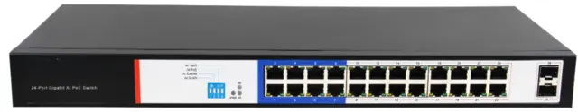 LinkIT PoE+ Switch 24-Port 24xRJ45,2xSFP,240W PoE budget, 19" Rack 