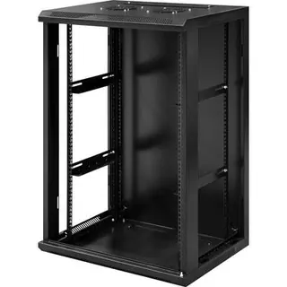 LinkIT Veggskap 18U Svart B600xD450xH990 Låsbar glassdør og sideplater