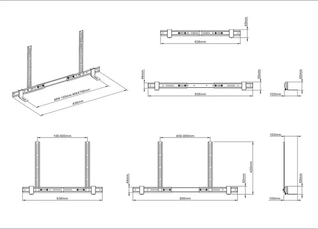 TV feste universal for SoundBar VideoBar VESA 600x500 passer 55-110" 