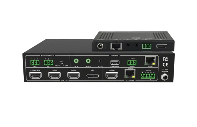Stoltzen SSM42T 18G Matrix Switcher 4x2 1x DP MST+, 3x HDMI, 2x lyd & HDbaseT 