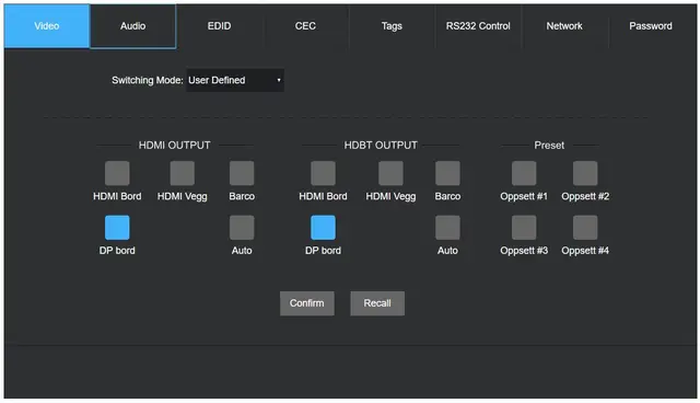Stoltzen SSM42T 18G Matrix Switcher 4x2 1x DP MST+, 3x HDMI, 2x lyd & HDbaseT 