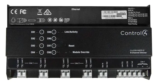 Control4 Dimmer C4-DIN-8APD-E Phase DIN-Rail 8-Channel Adaptive Phase Dimmer 