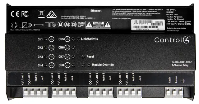 Control4 Realy C4-DIN-8RELSW-E DIN-Rail 8-Channel Relay Switch 