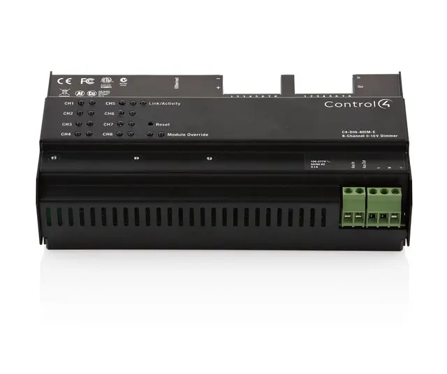 Control4 Dimmer C4-DIN-8TV-E 0-10V DIN-Rail 8-Channel 0-10V Dimmer 