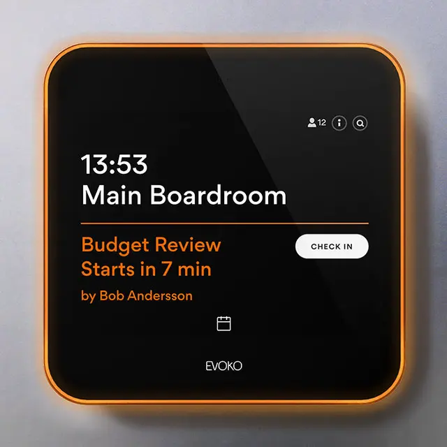 Evoko Liso Room Manager 8" touch Møterom bookingpanel 