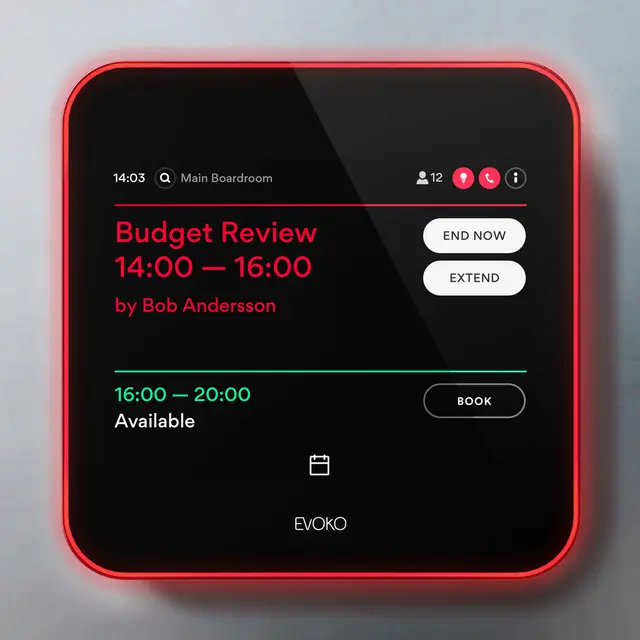 Evoko Liso Room Manager 8" touch Møterom bookingpanel 