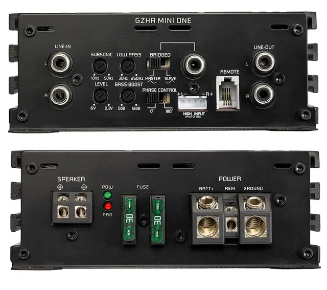 Ground Zero GZHA Mini ONE, 630W RMS @ 1 Hydrogen monoblokk med auto on/off 