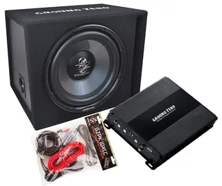 Ground Zero Iridium Basspakke 1x12" 12" basskasse + forsterker + kabler