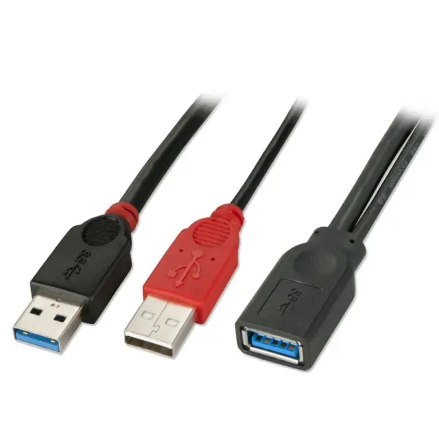 Lindy USB 3.0 Kabel A-A -  0,5 m Power USB Skjøtekabel med ekstra Power 