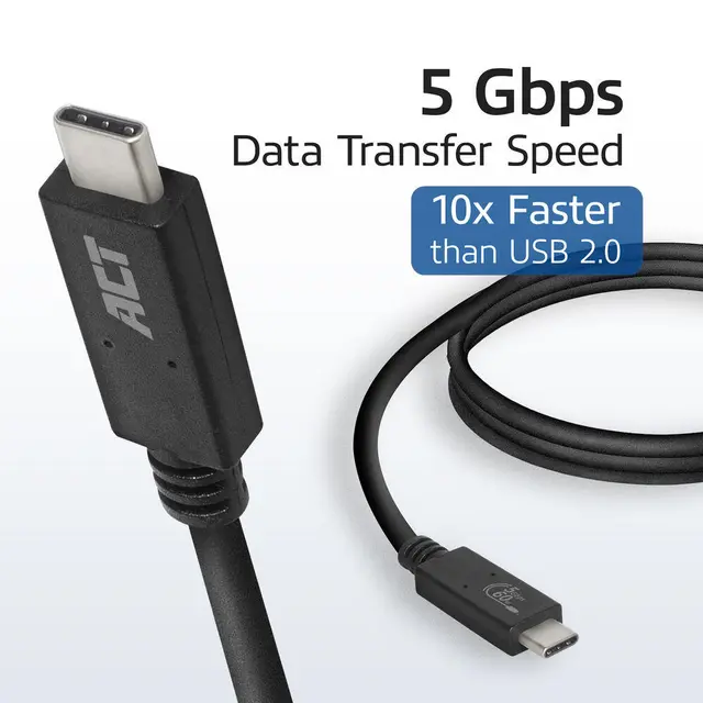 USB C - USB C kabel Gen.1 Passiv 2m USB-C M-M 5Gbps, 60W, Video Alt Mode 