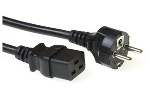 Strømkabel C19 SCHUKO -  3,0 m 3x1,5mm² Sort