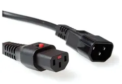 Strømkabel C13 C14 -  1,0 m iEC Lock 3x1,00mm² Sort