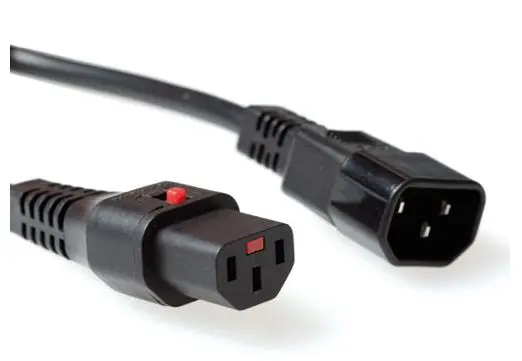 Strømkabel C13 C14 -  1,0 m iEC Lock 3x1,00mm² Sort 