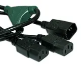 Strømkabel C13 C14 -  1,8 m Splitt 3x0,75 mm² Sort 2xC13