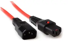 Strømkabel C13 C14 -  3,0 m iEC Lock 3x1,00mm² Rød