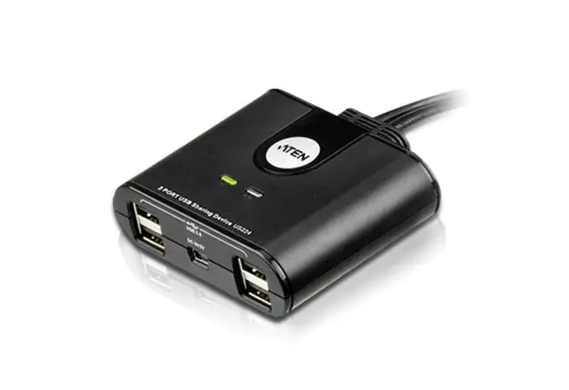 Aten Switch 2x1:4 USB2 m/Bryter 2 Datamaskiner deler 4xUSB2 