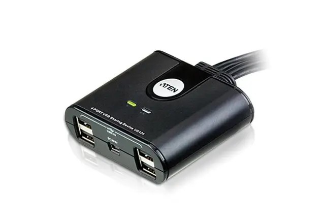 Aten Switch 4x1:4 USB2 m/Bryter 4 Datamaskiner deler 4xUSB2 
