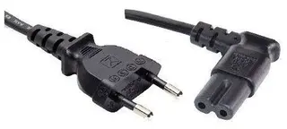 Strømkabel C7 EURO2p -  3,0 m 90° Sort 2-pol EURO-C7 90°
