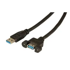 EFB USB3 Kabel A-A -  1,8 m skjøt panel A-A USB skjøtekabel Sort chassis