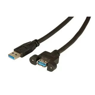 EFB USB3 Kabel A-A -  1,8 m skjøt panel A-A USB skjøtekabel Sort chassis