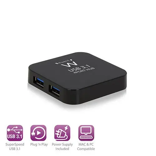 Ewent HUB 4-port USB3 Power Med strømforsyning 