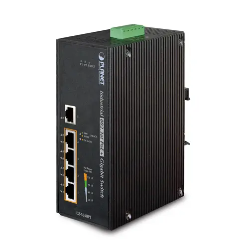 Planet Switch  5-p Gigabit 4xPoE+ Layer2 Industri IP30 DIN RPS B120W 