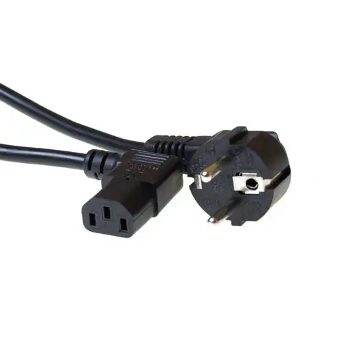 Strømkabel C13 SCHUKO -  2,0 m Vinklet 3x0,75mm² Sort 