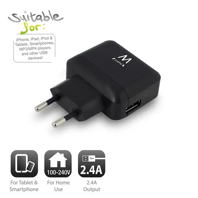 Ewent Universal USB lader 1-Port 1xUSB 2.4A 
