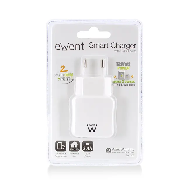 Ewent Universal USB lader 2-Port 2xUSB 2.4A 