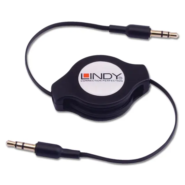 Lindy Audiokabel 3,5mm - 3,5mm - 1,1m 3,5mm Han - 3,5mm Han Retractable 