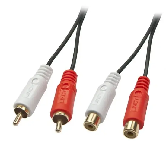 Lindy Audiokabel 2xRCA - 10 m Skjøt 2xRCA Skjøtekabel Han-Hun 